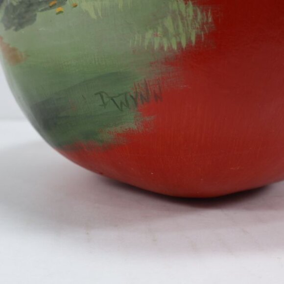 Hand Painted Pumpkin Apple Schoolhouse Scene Farmhouse Core Country Decor - Picture 8 of 10